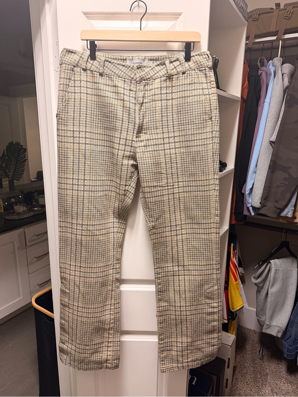 Hudson Beige and Navy Plaid Trousers